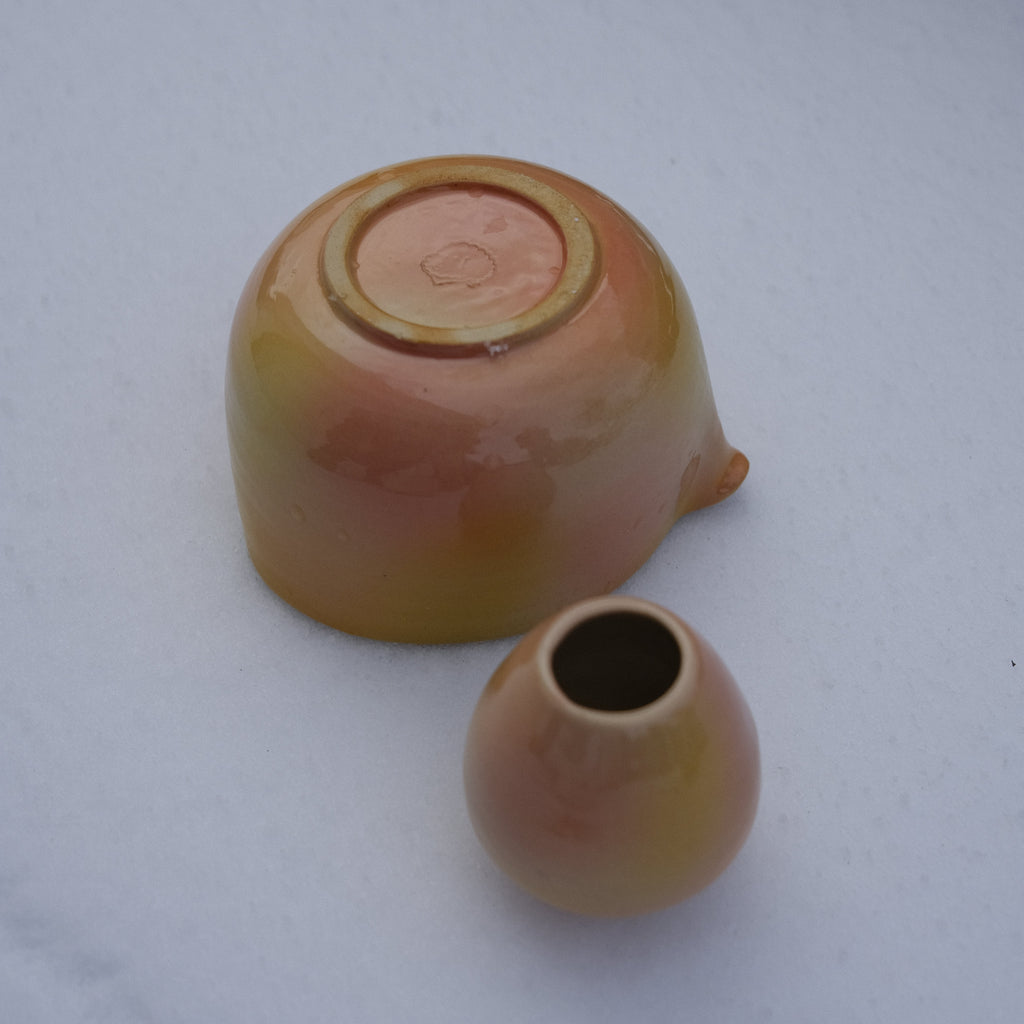 Two ceramic pots on a white background